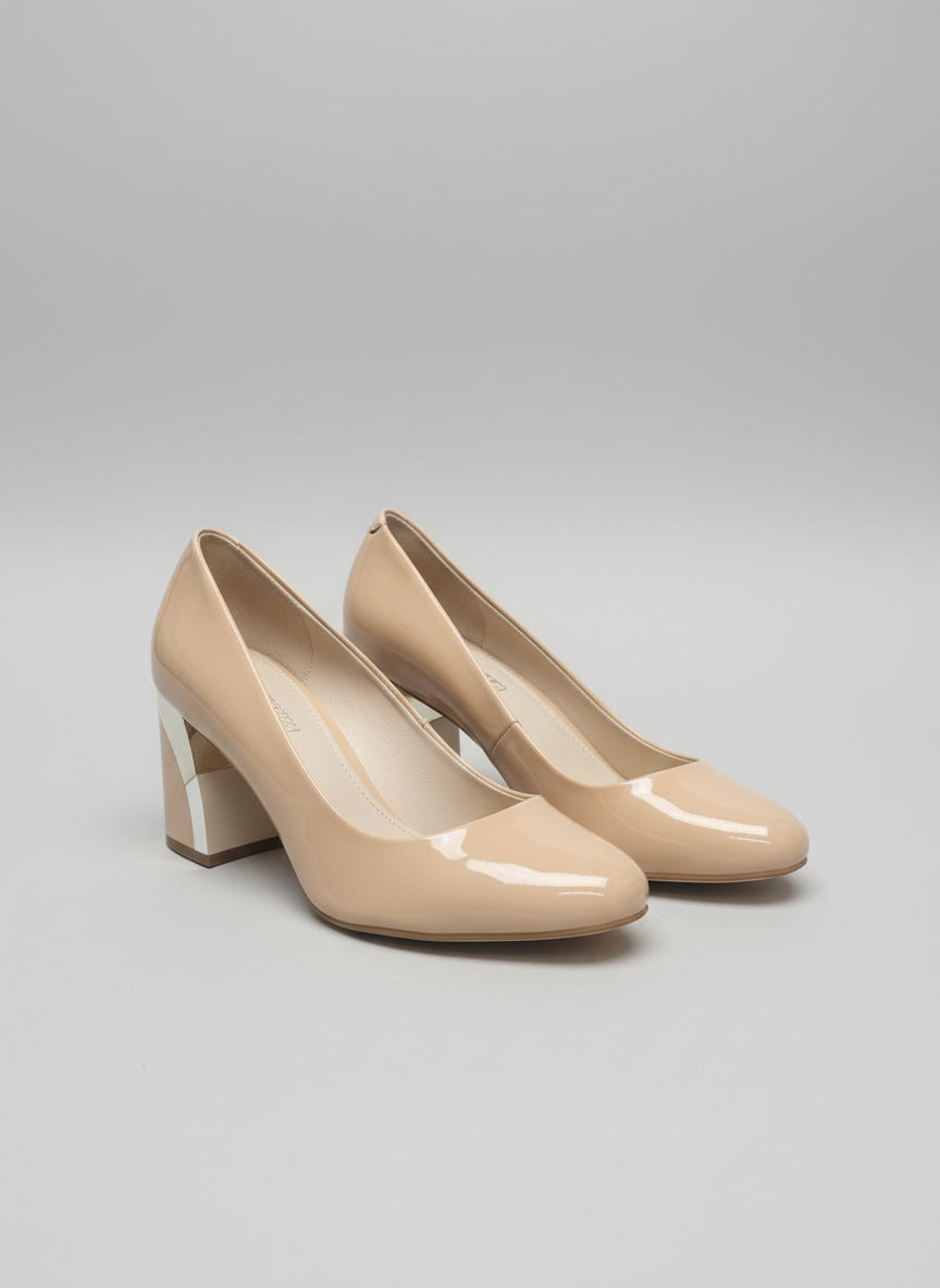 Moda in pelle tan heeled shoes uk 7 Eu 40