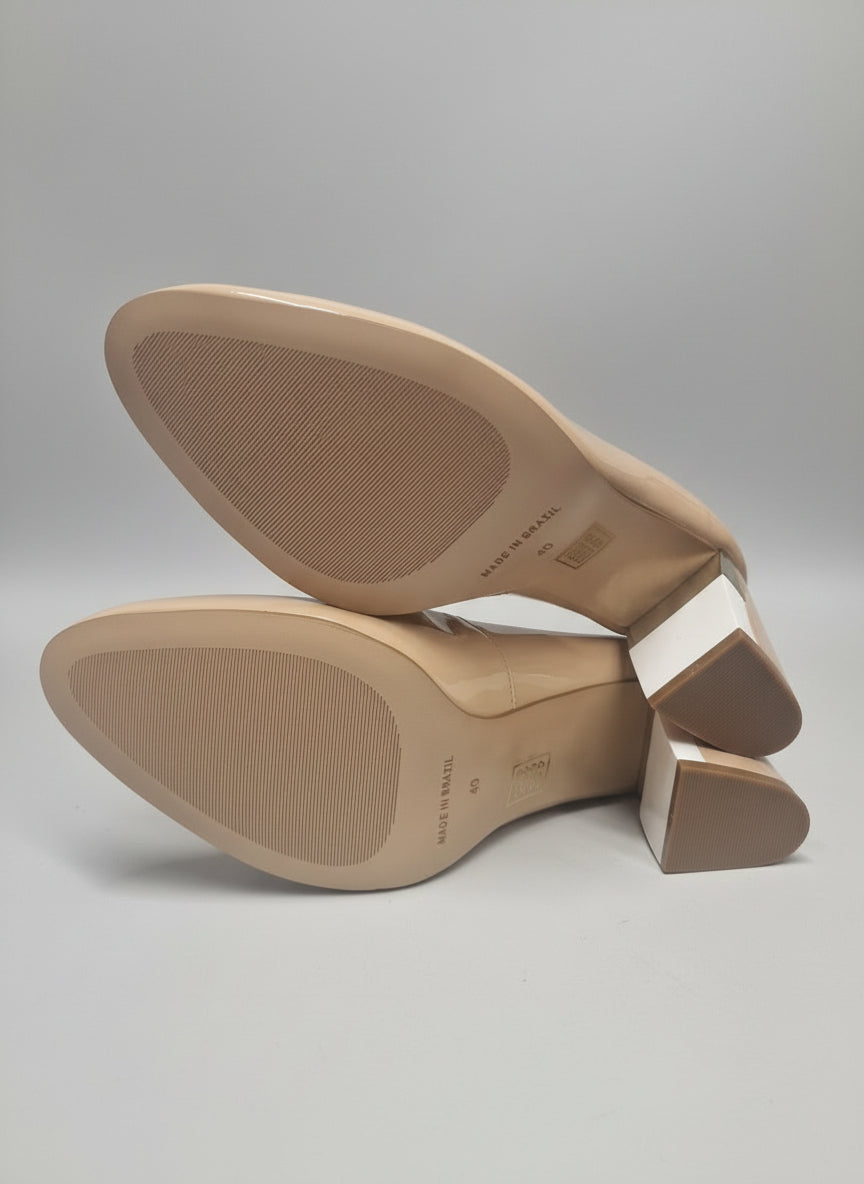 Moda in pelle tan heeled shoes uk 7 Eu 40