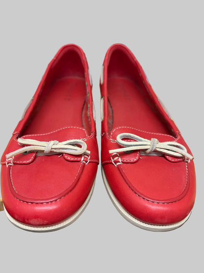 Timberland  Red Leather Cornish Short Vamp Ladies Shoes USED VGC SIZE 7.5
