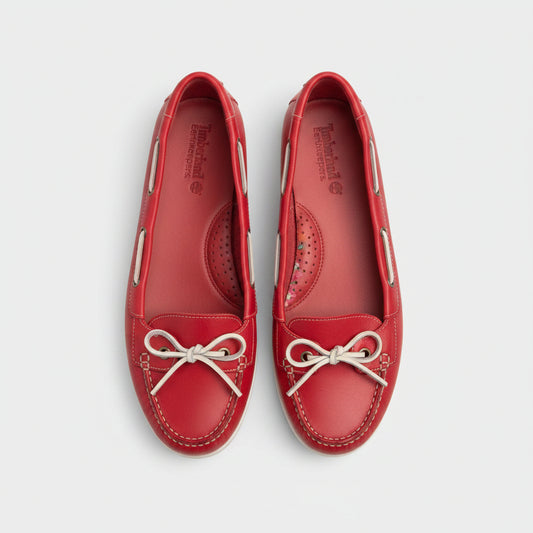 Timberland  Red Leather Cornish Short Vamp Ladies Shoes USED VGC SIZE 7.5