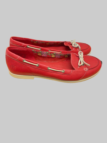 Timberland  Red Leather Cornish Short Vamp Ladies Shoes USED VGC SIZE 7.5