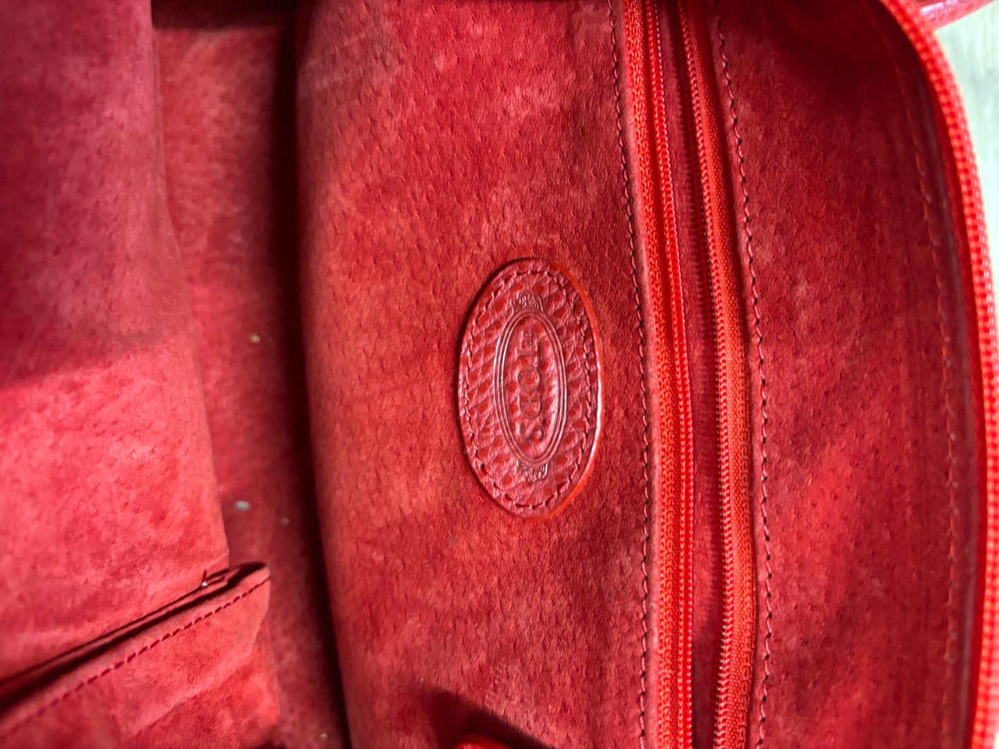 Tod's Red Leather Silver Studded Handbag