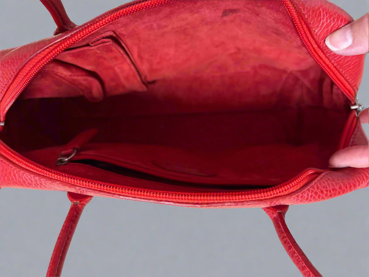 Tod's Red Leather Silver Studded Handbag