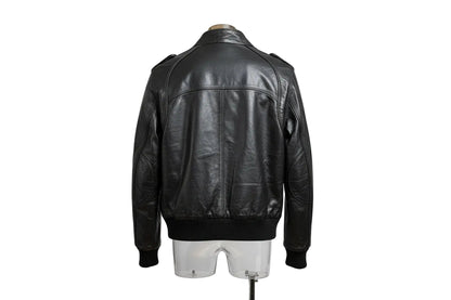 Vintage Topman Leather Black Bomber Jacket Size Medium (M) - GOOD USED CONDITION