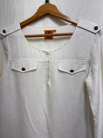 Tory Burch Cream Tunic-Style dress or top with decorative shoulder epaulettes.- UK SIZE 8