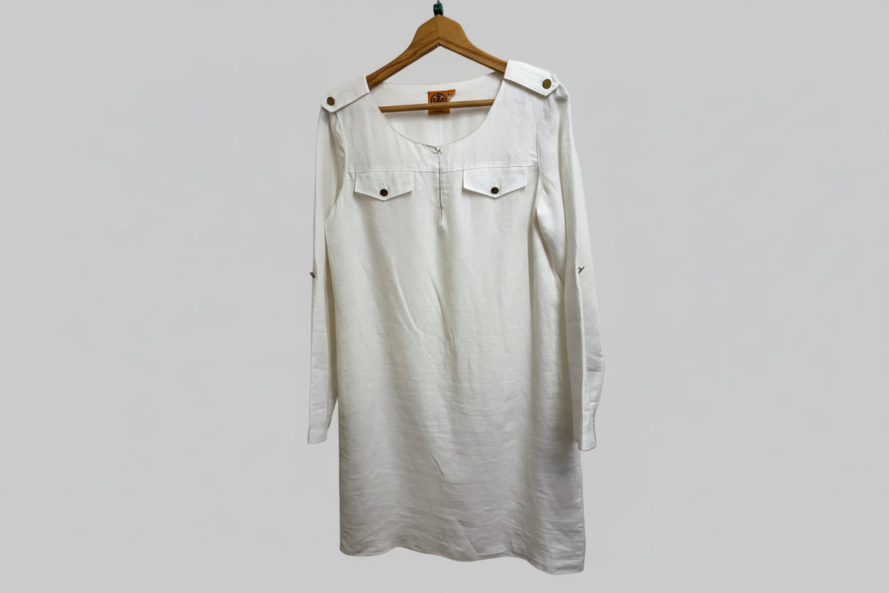 Tory Burch Cream Tunic-Style dress or top with decorative shoulder epaulettes.- UK SIZE 8