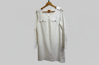 Tory Burch Cream Tunic-Style dress or top with decorative shoulder epaulettes.- UK SIZE 8