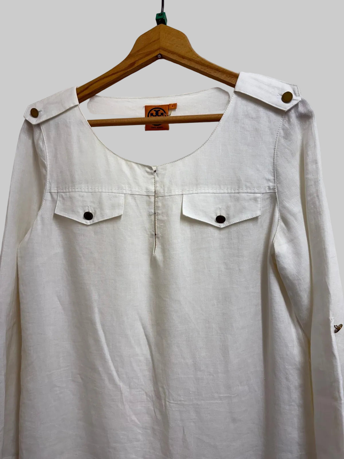 Tory Burch Cream Tunic-Style dress or top with decorative shoulder epaulettes.- UK SIZE 8