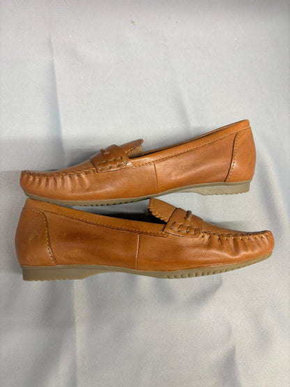 Marco Tozzi Brown Leather Loafers UK 6 EU 39 Slip-On Flats Pumps - New