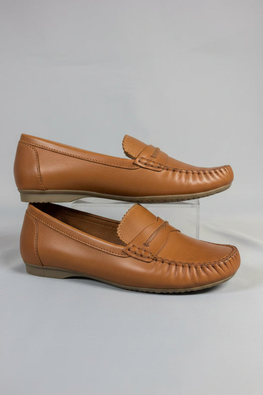 Marco Tozzi Brown Leather Loafers UK 6 EU 39 Slip-On Flats Pumps - New