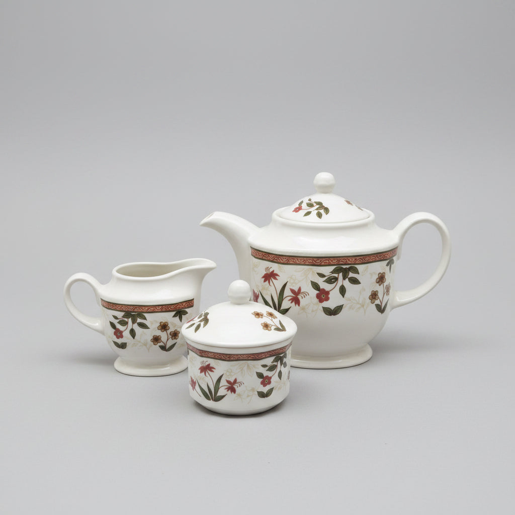 Churchill Assam Teapot - Milk Jug & Lidded Sugar Bowl - Good Used Condition