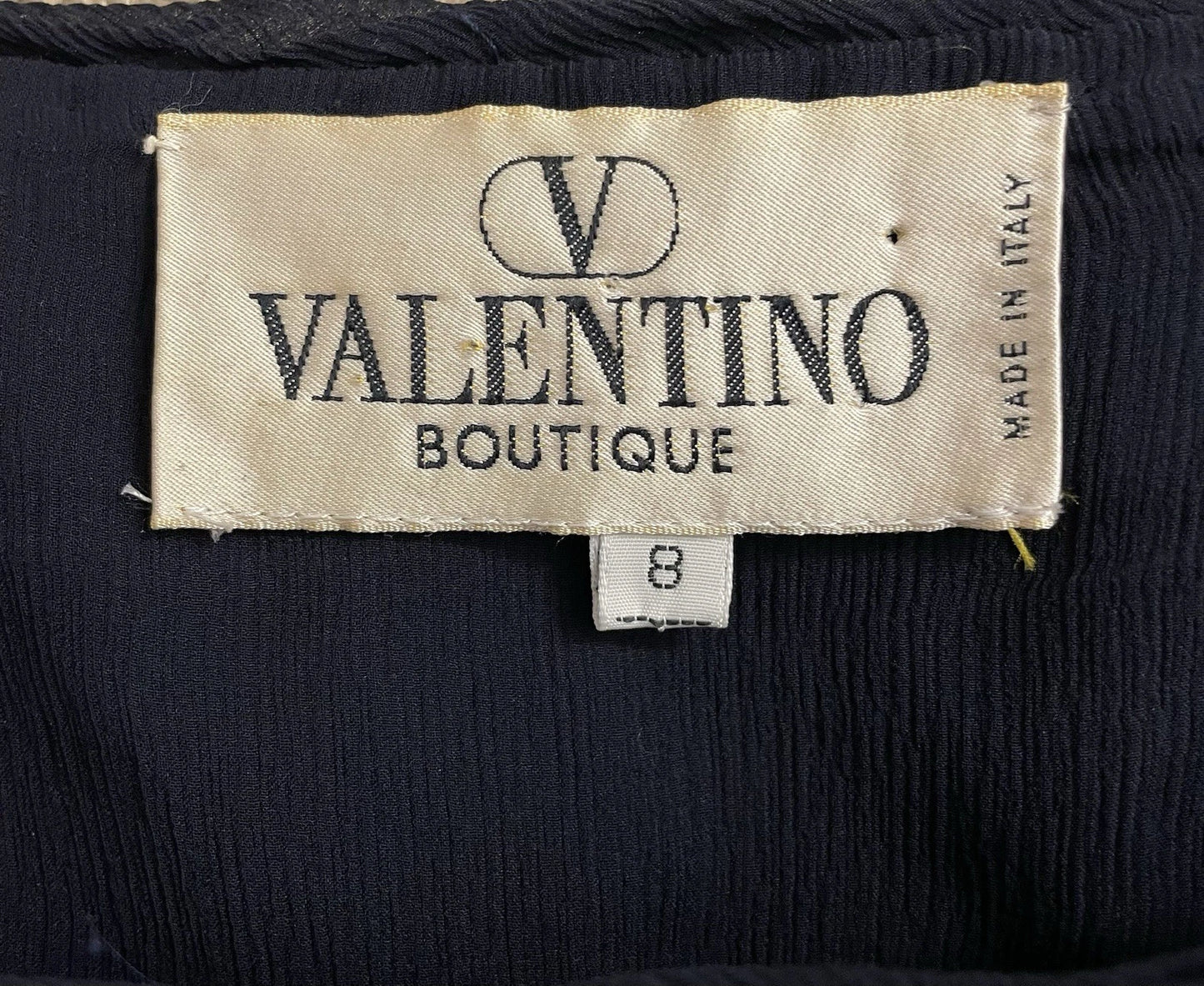 S/S 1995 Valentino Garavani Runway Navy Crepe Chiffon Pearl Ruched Mini Dress