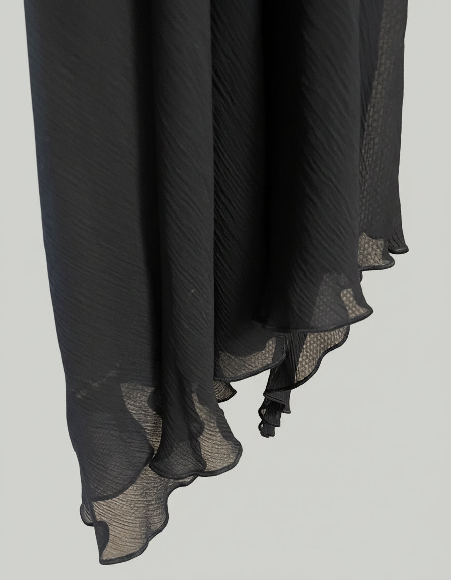 S/S 1995 Valentino Garavani Runway Navy Crepe Chiffon Pearl Ruched Mini Dress