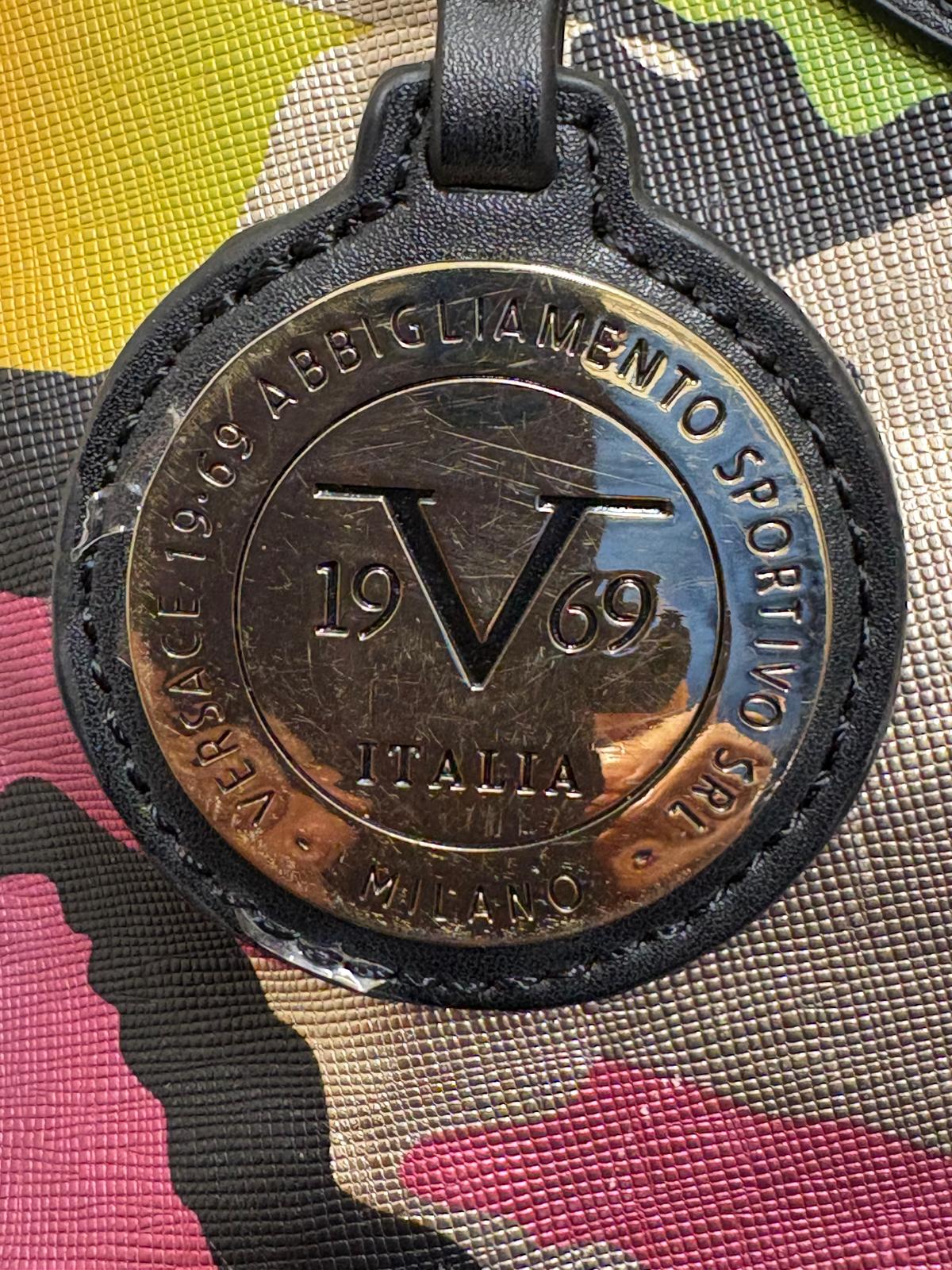 Versace Rainbow Army Metallic Print Handbag Double Handle