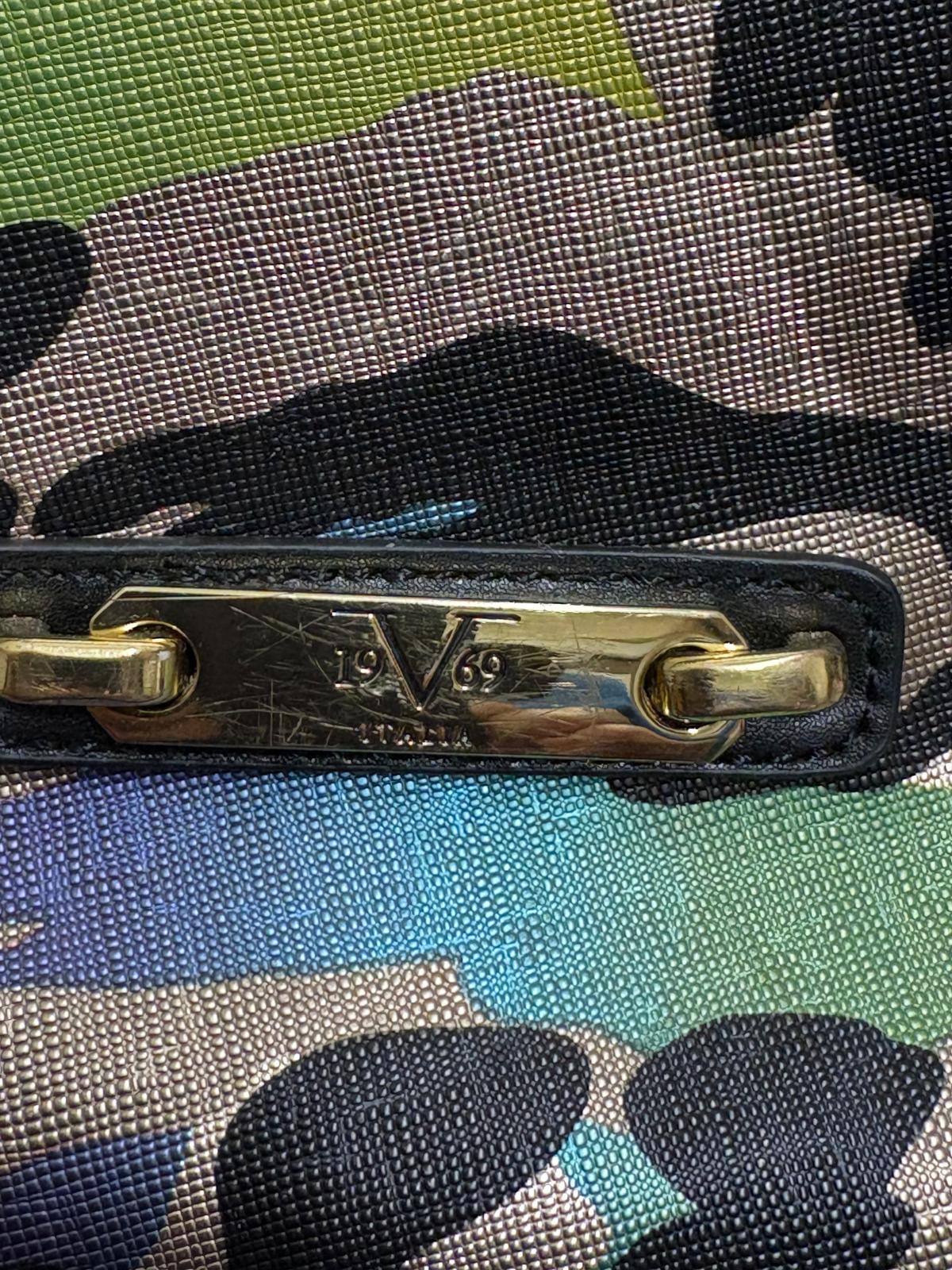 Versace Rainbow Army Metallic Print Handbag Double Handle