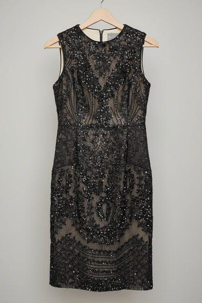 Phase Eight Black Lace Sequin Dress UK 10 EU 38 Fitted Party Formal