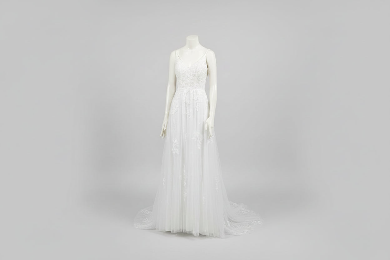 Stunning STACEES Wedding Dress With Detachable Overskirt BNWT Size 8 EU 36 Floaty Floral