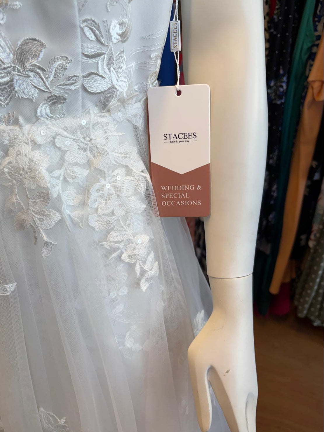 Stunning STACEES Wedding Dress With Detachable Overskirt BNWT Size 8 EU 36 Floaty Floral