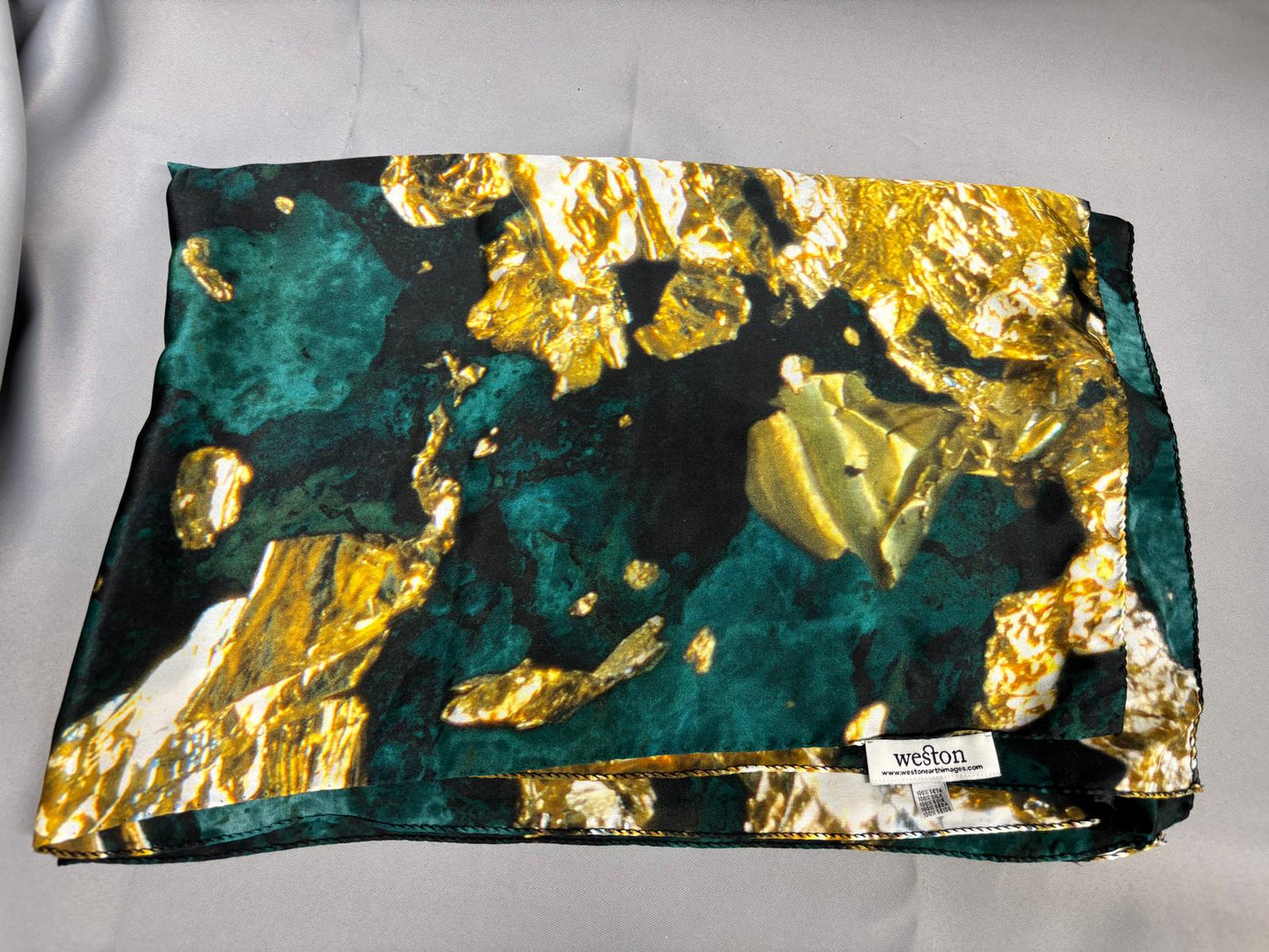 Weston Silk Scarf - Green & Yellow - Hand-Rolled Edges Abstract Print