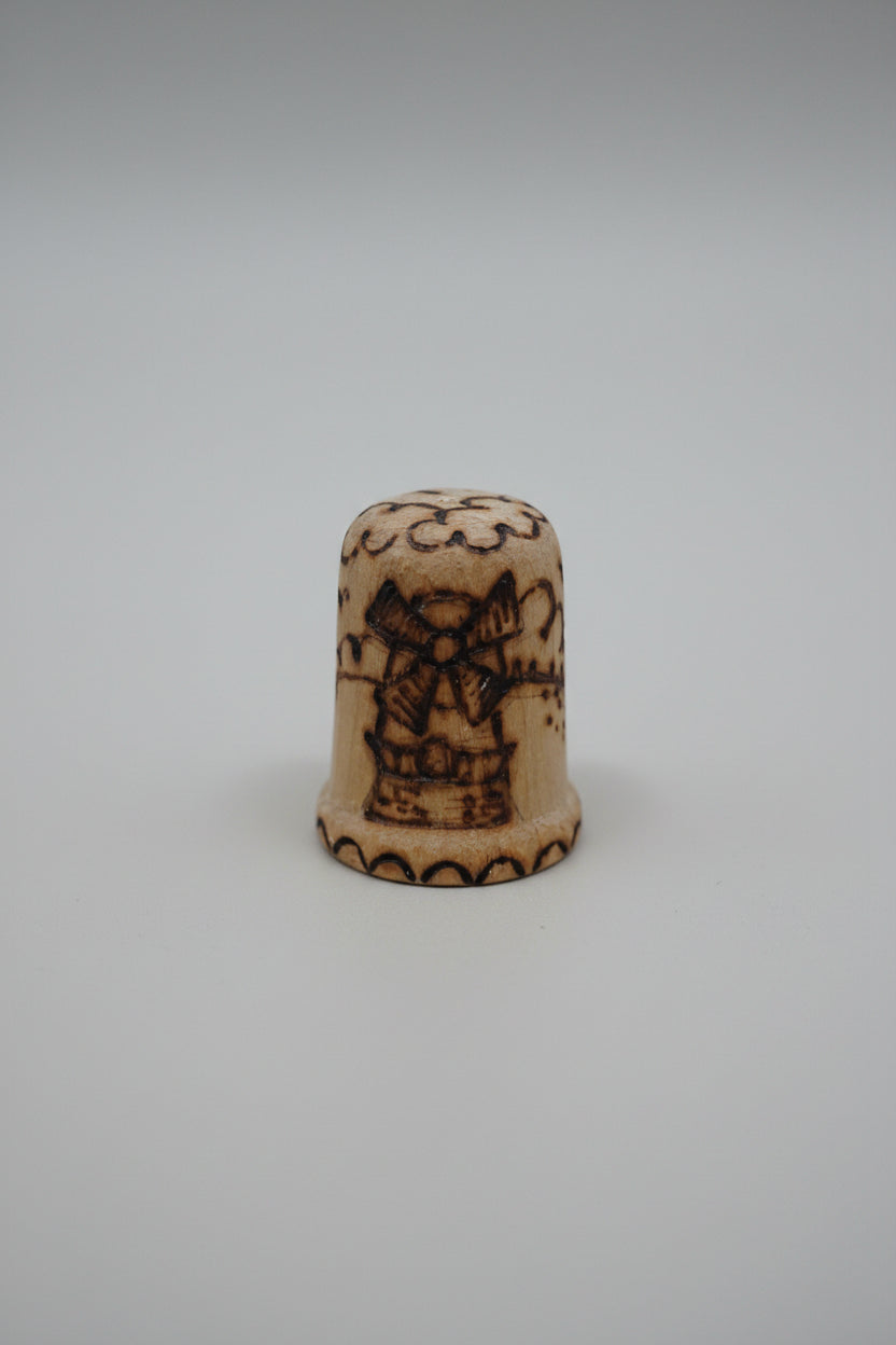 Collectable Thimbles - 3 x - Blue & White Ceramic - Vintage - Holland Windmills