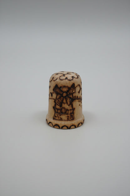 Collectable Thimbles - 3 x - Blue & White Ceramic - Vintage - Holland Windmills