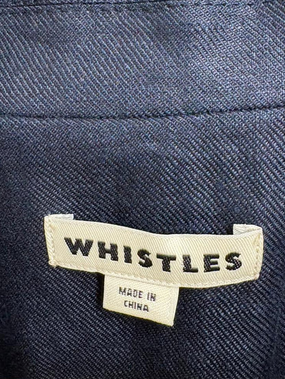 Whistles Navy Linen Women's Blazer Jacket UK 10 EU 38 Used VGC Blue Double Breasted