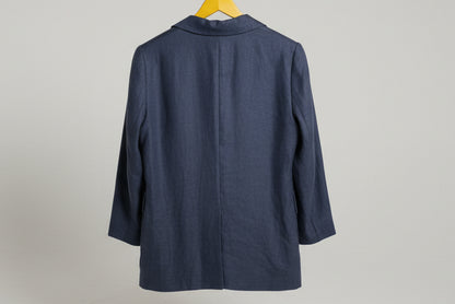 Whistles Navy Linen Women's Blazer Jacket UK 10 EU 38 Used VGC Blue Double Breasted