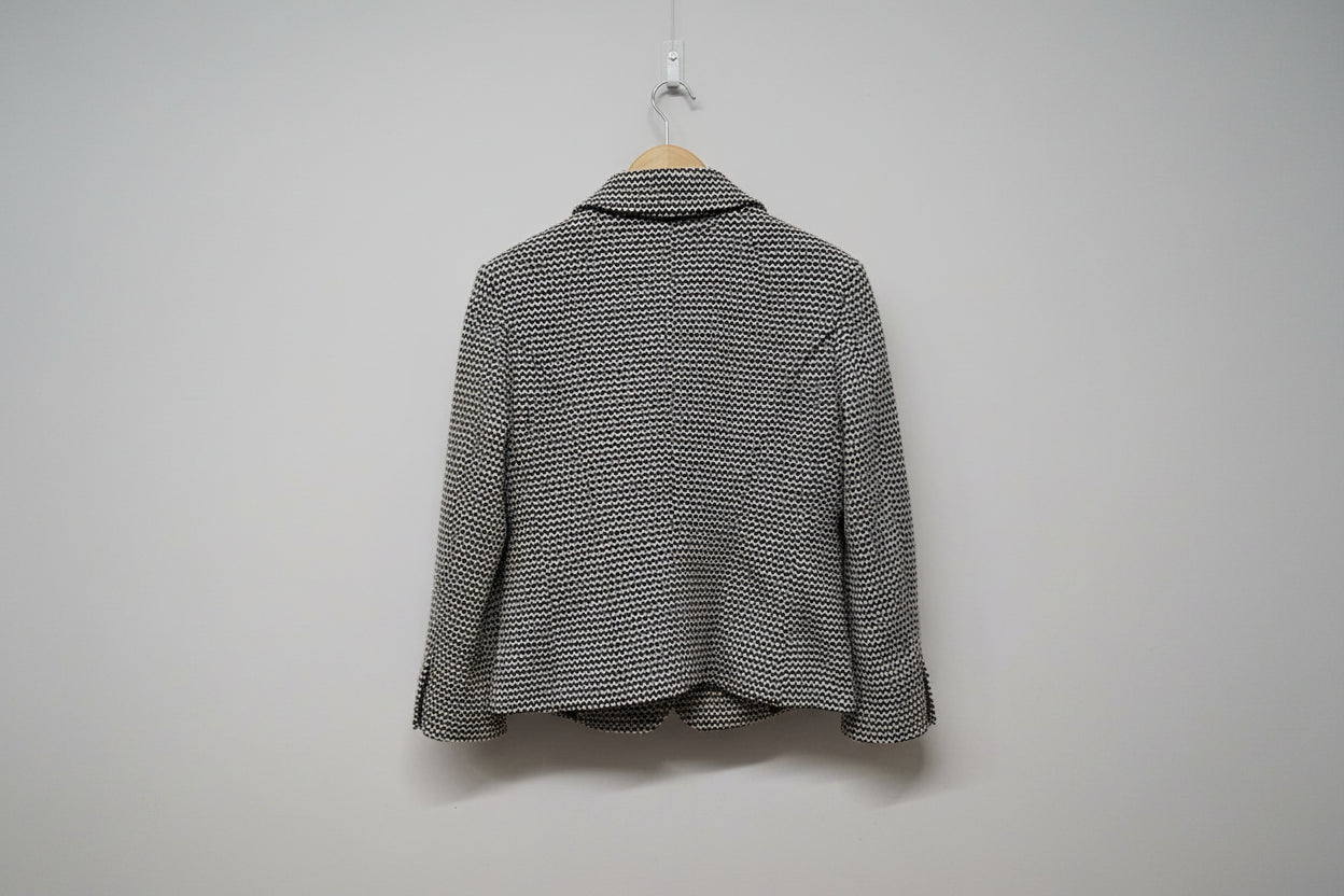 Max Mara Black White Blazer UK 8 EU 36 Jacket Buttoned Geo Zig-Zag