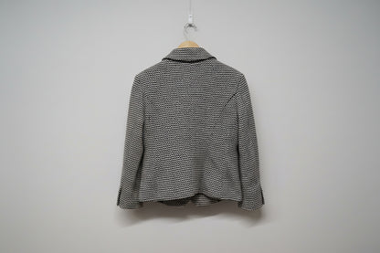 Max Mara Black White Blazer UK 8 EU 36 Jacket Buttoned Geo Zig-Zag