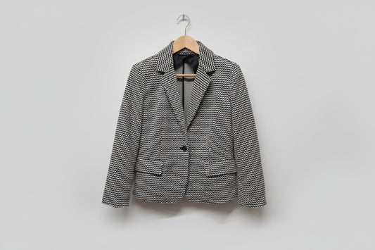 Max Mara Black White Blazer UK 8 EU 36 Jacket Buttoned Geo Zig-Zag